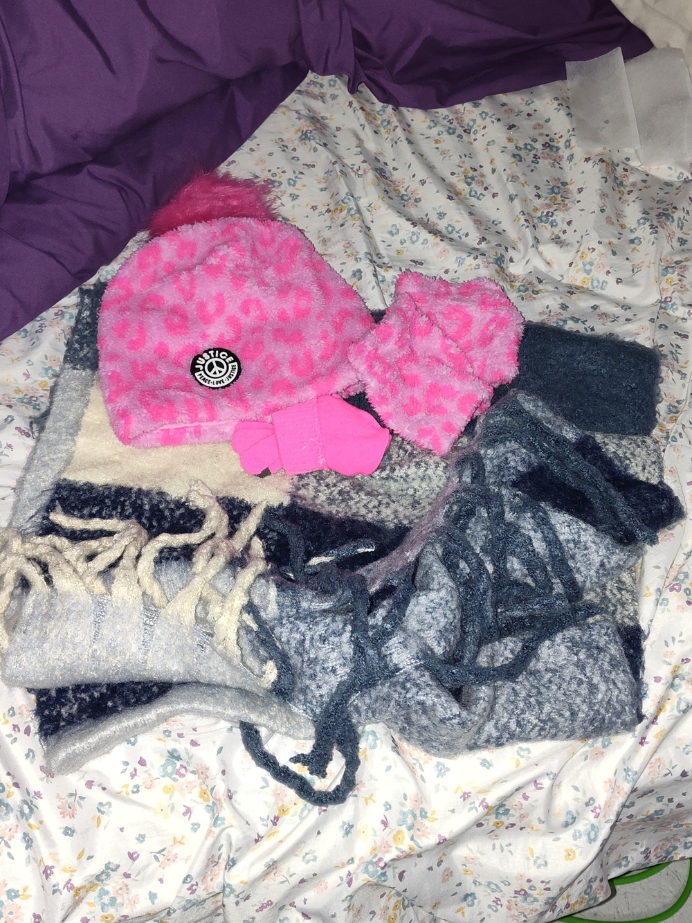 Pink Fuzzy Kids Beanie and Gloves Set - Cozy Winter Accessories